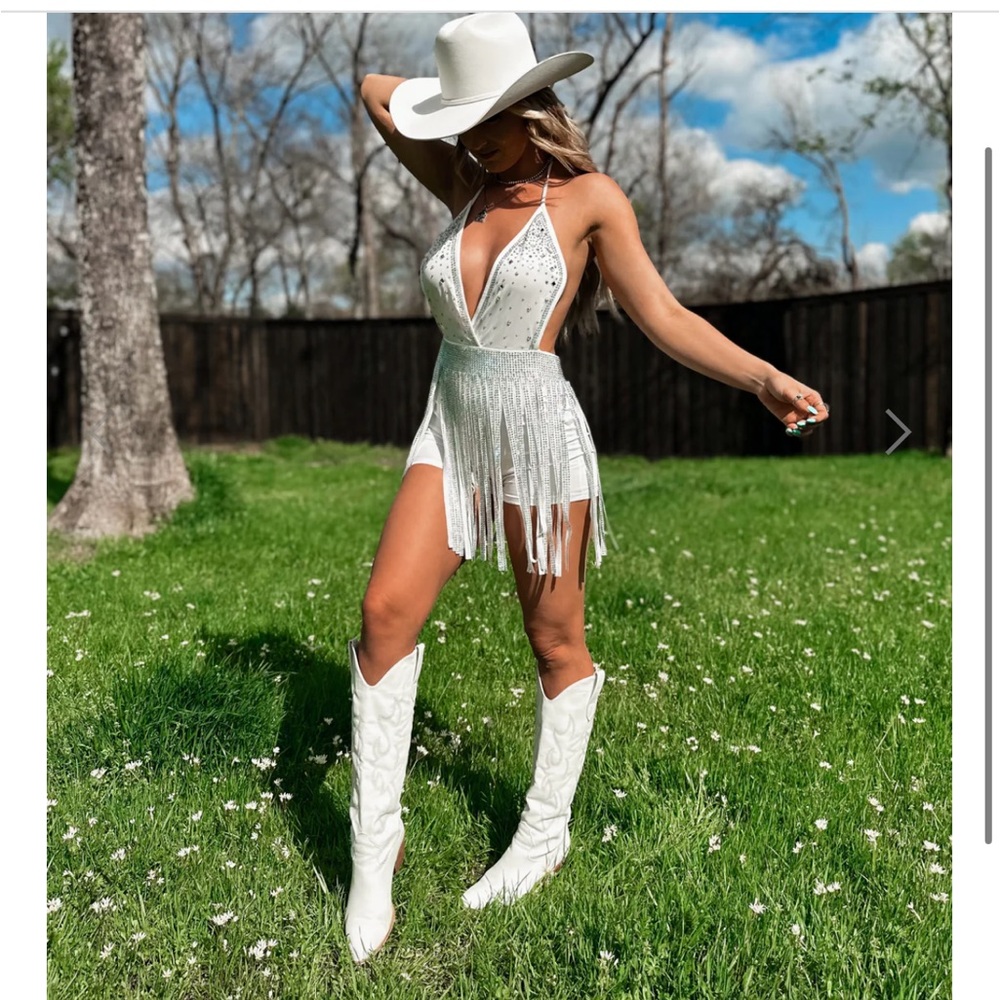 White rhinestone romper